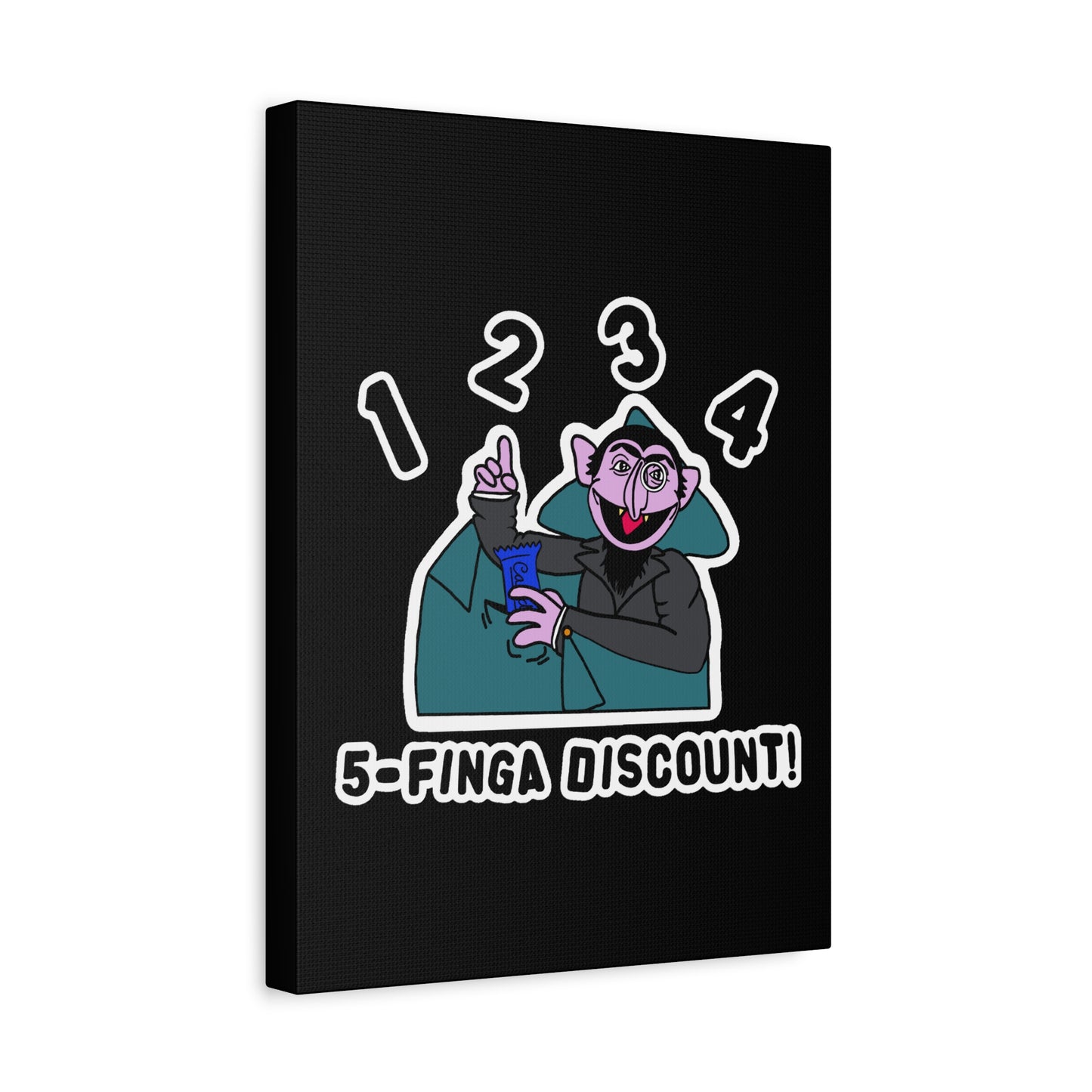 Five Finger Discount Canvas Print Black - Sesame Street The Count Parody Art Print