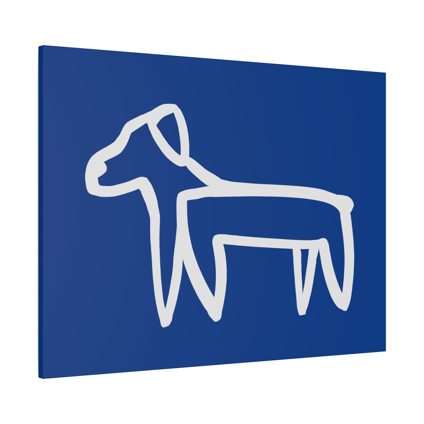 Dog Canvas Print on Blue (Transparent Style White Dog) - Dog Art Print