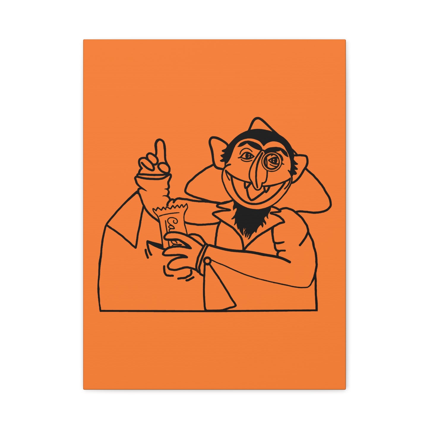 The Count Stealing Candy Outline Canvas Print Light Orange - Sesame Street The Count Parody Art