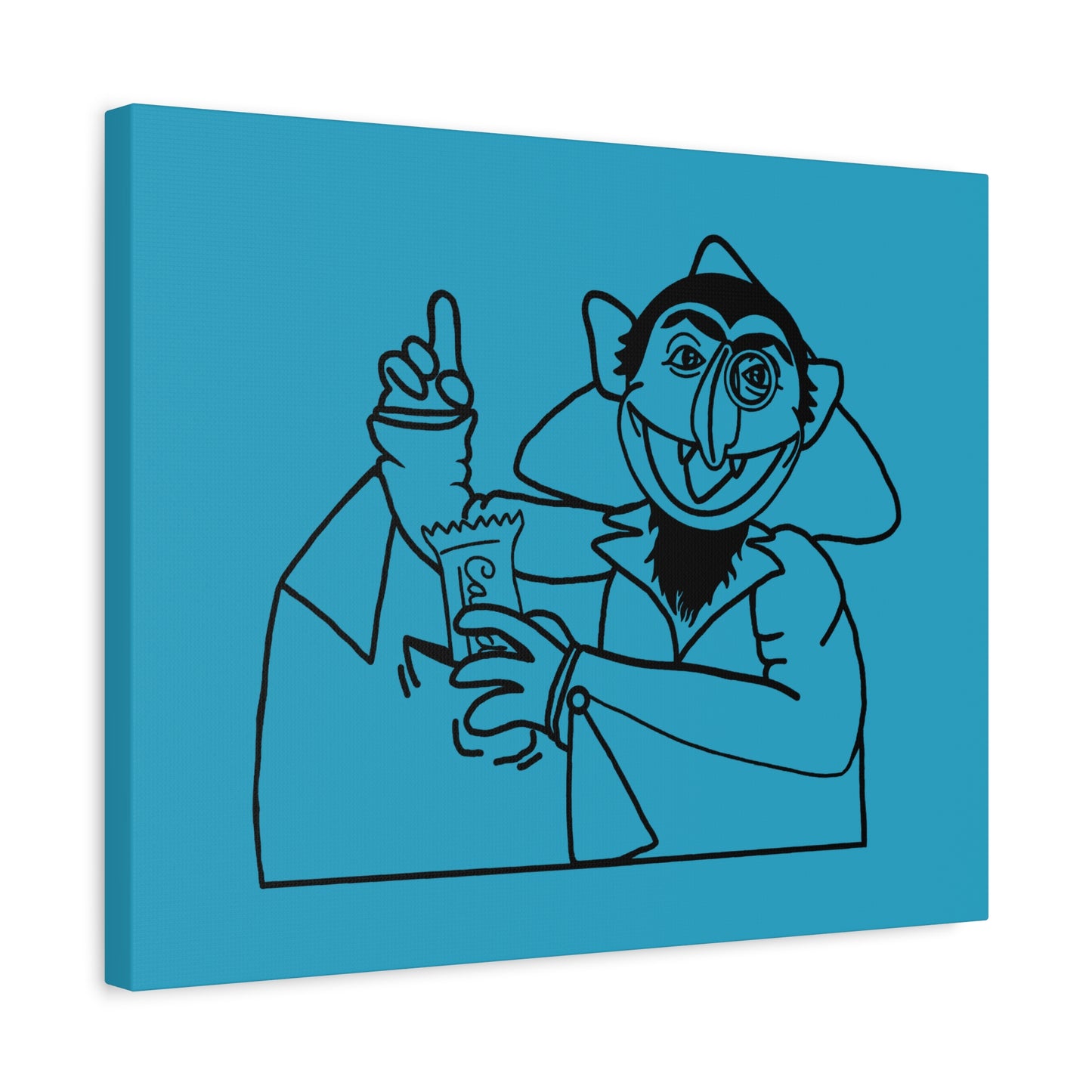 The Count Stealing Candy Outline Canvas Print Turquoise - Sesame Street The Count Art Print