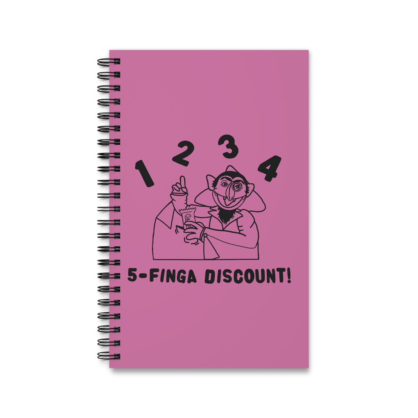 Five Finger Discount Outline Notebook Light Pink - Sesame Street Parody The Count Spiral Notebook