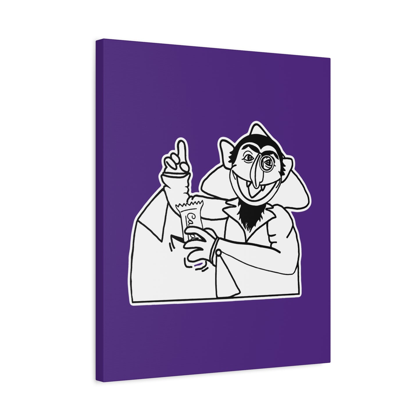 The Count Stealing Candy Outline Canvas Print Purple - Sesame Street The Count Parody Art