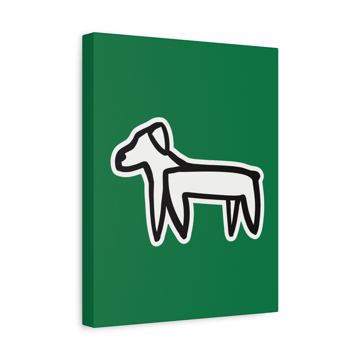 Dog Canvas Print on Green (Sticker Style White Dog) - Dog Art Print