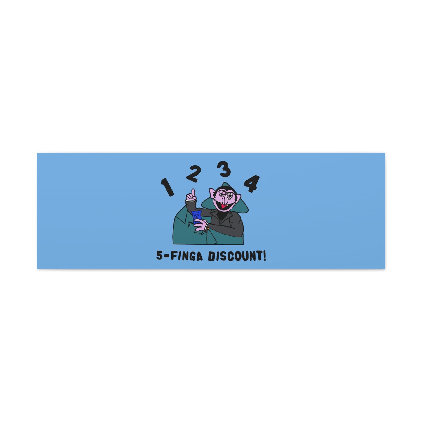 Five Finger Discount Canvas Print Light Blue - Sesame Street The Count Parody Art Print