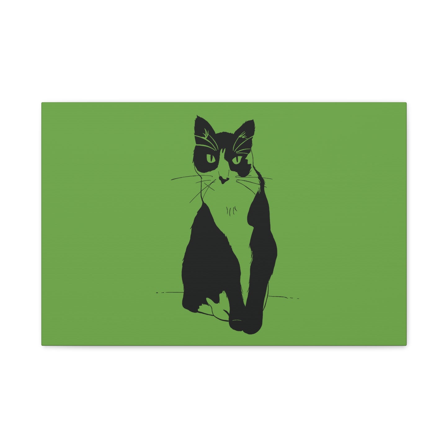 Cat Canvas Print on Green (Transparent Style Cat) - Cat Drawing Art