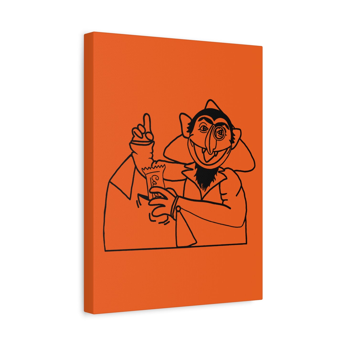 The Count Stealing Candy Outline Canvas Print Orange - Sesame Street The Count Parody Art Print