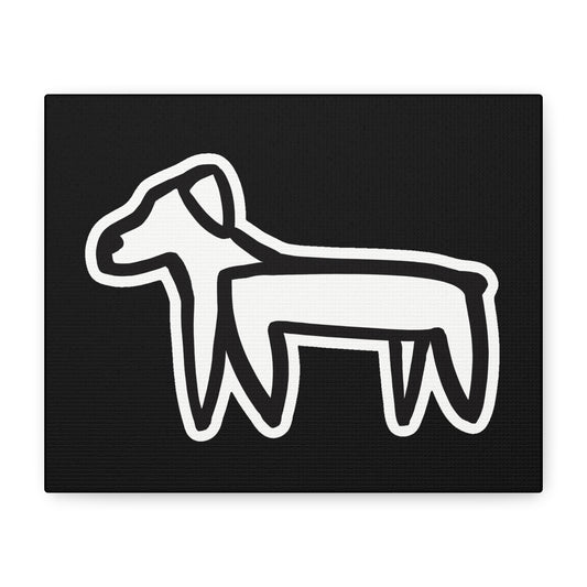 Dog Canvas Print on Black (Sticker Style Dog) - Dog Art Print