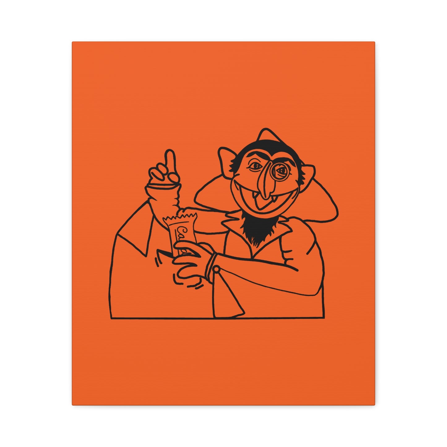 The Count Stealing Candy Outline Canvas Print Orange - Sesame Street The Count Parody Art Print
