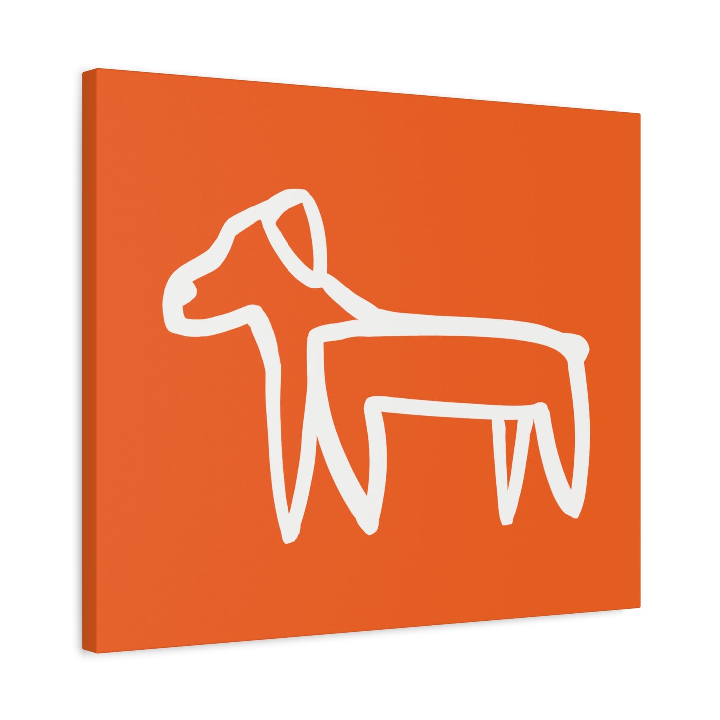 Dog Canvas Print on Orange (Transparent Style White Dog) - Dog Art Print