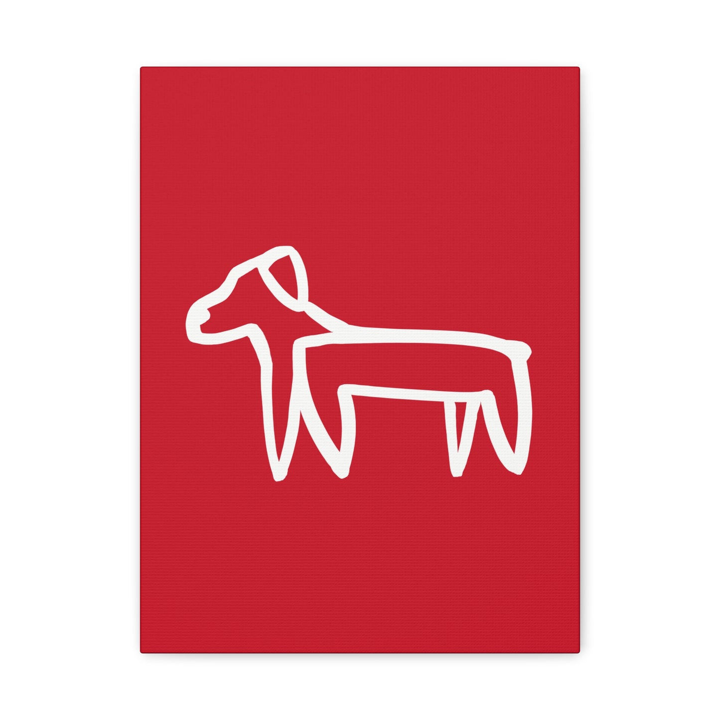 Dog Canvas Print on Red (Transparent Style White Dog) - Dog Art Print