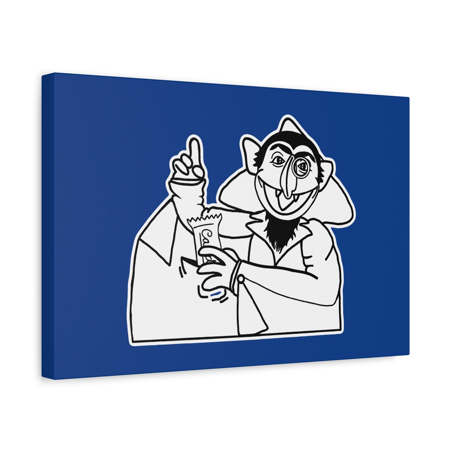 The Count Stealing Candy Outline Canvas Print Dark Blue - Sesame Street The Count Parody Art