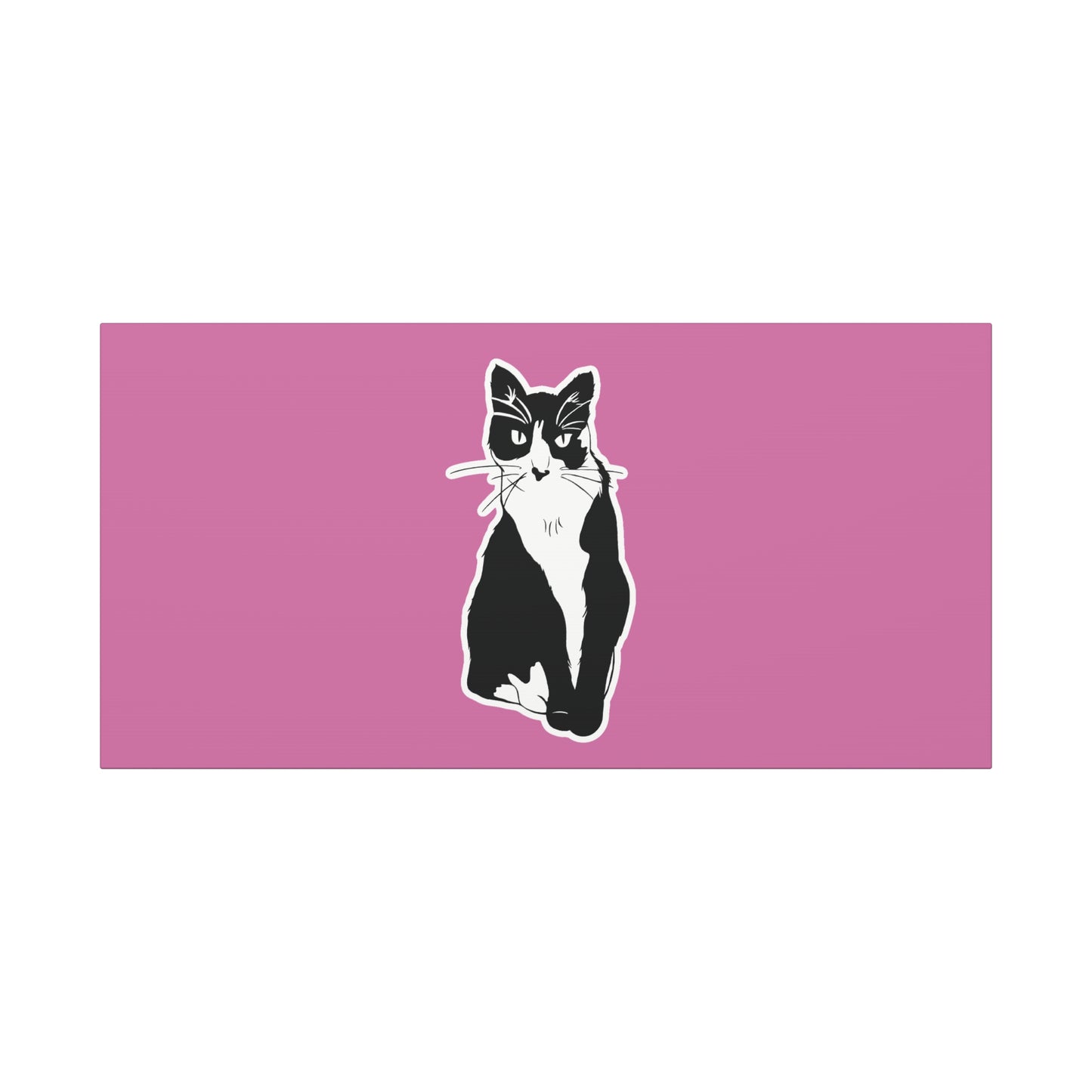 Cat Canvas on Light Pink (Sticker Style Cat) - Cat Drawing Art
