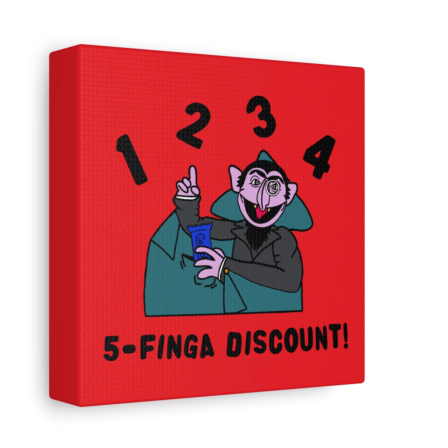 Five Finger Discount Canvas Print Red - Sesame Street The Count Parody Art Print