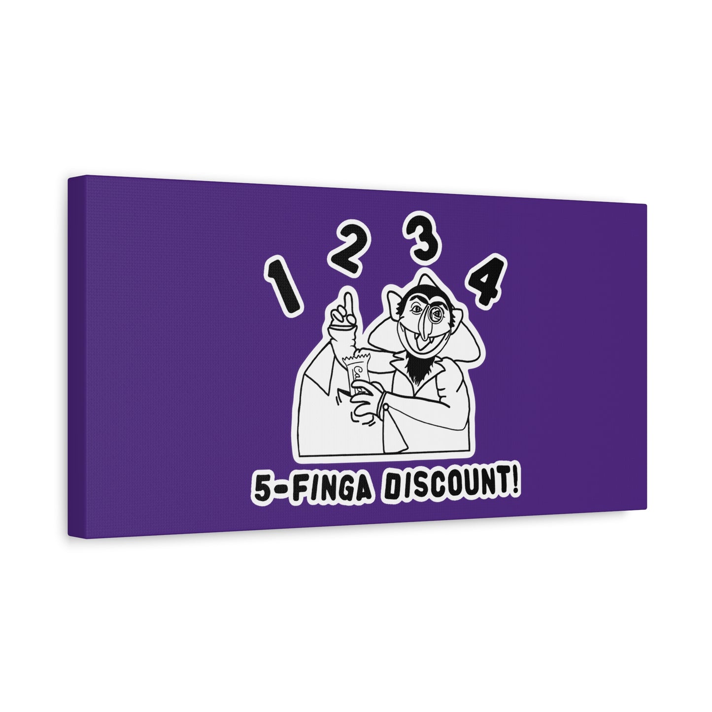 Five Finger Discount Outline Canvas Print Purple - Sesame Street The Count Parody Art Print