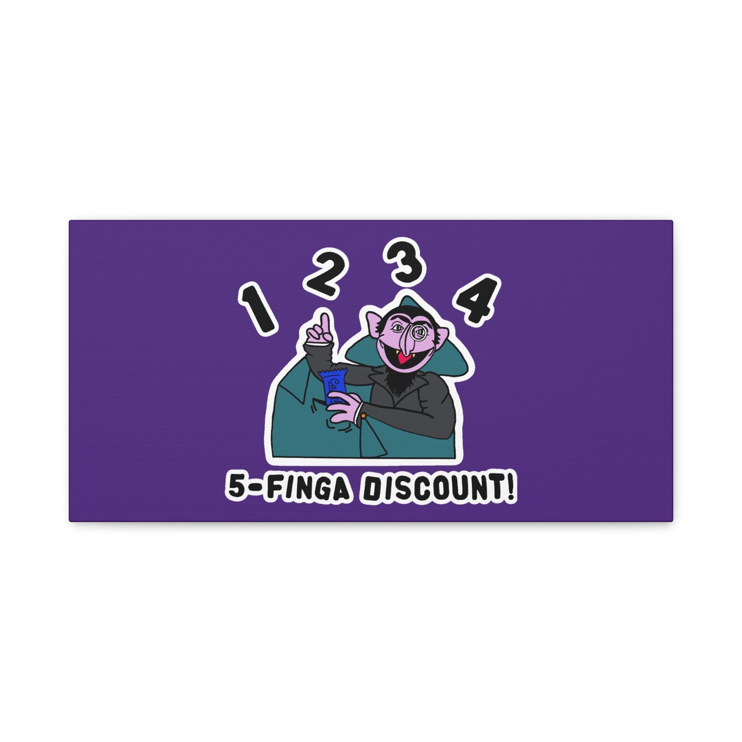 Five Finger Discount Canvas Print Light Purple - Sesame Street The Count Parody Art Print