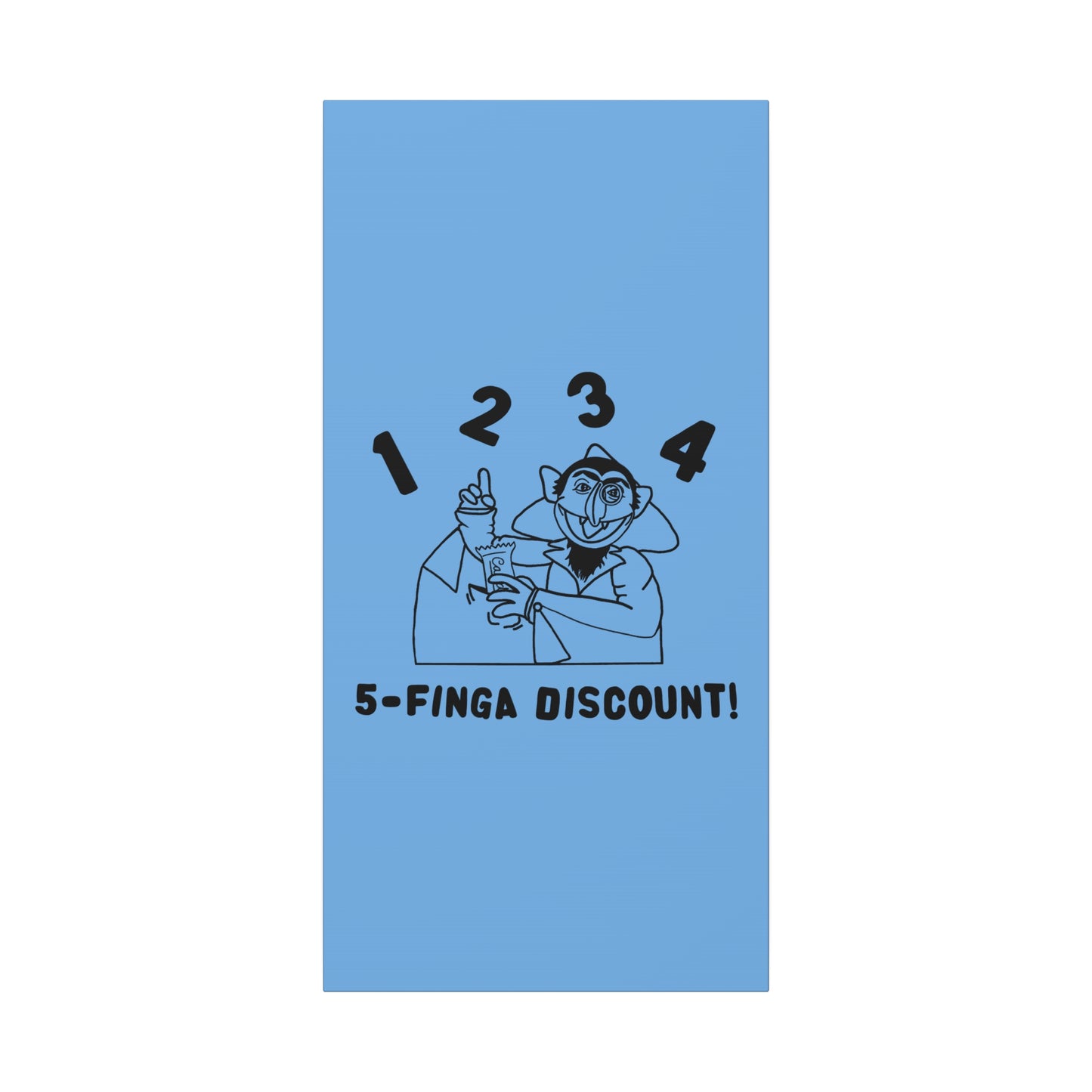 Five Finger Discount Outline Canvas Print Light Blue - Sesame Street The Count Parody Art Print