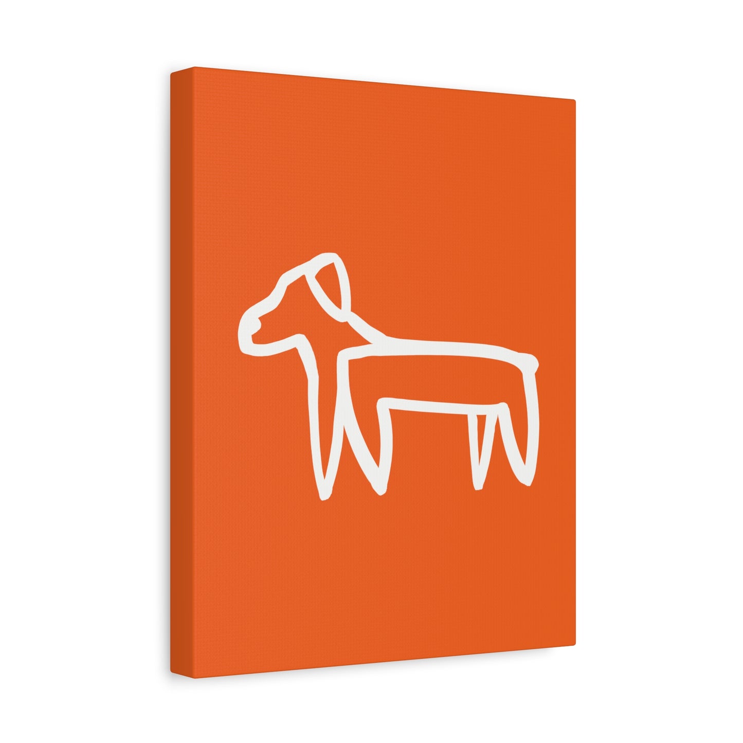 Dog Canvas Print on Orange (Transparent Style White Dog) - Dog Art Print