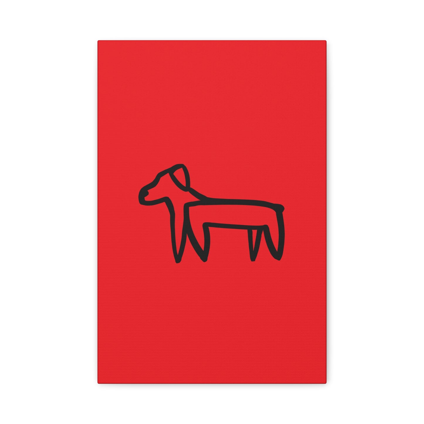 Dog Canvas Print on Red (Transparent Style Black Dog) - Dog Drawing Canvas