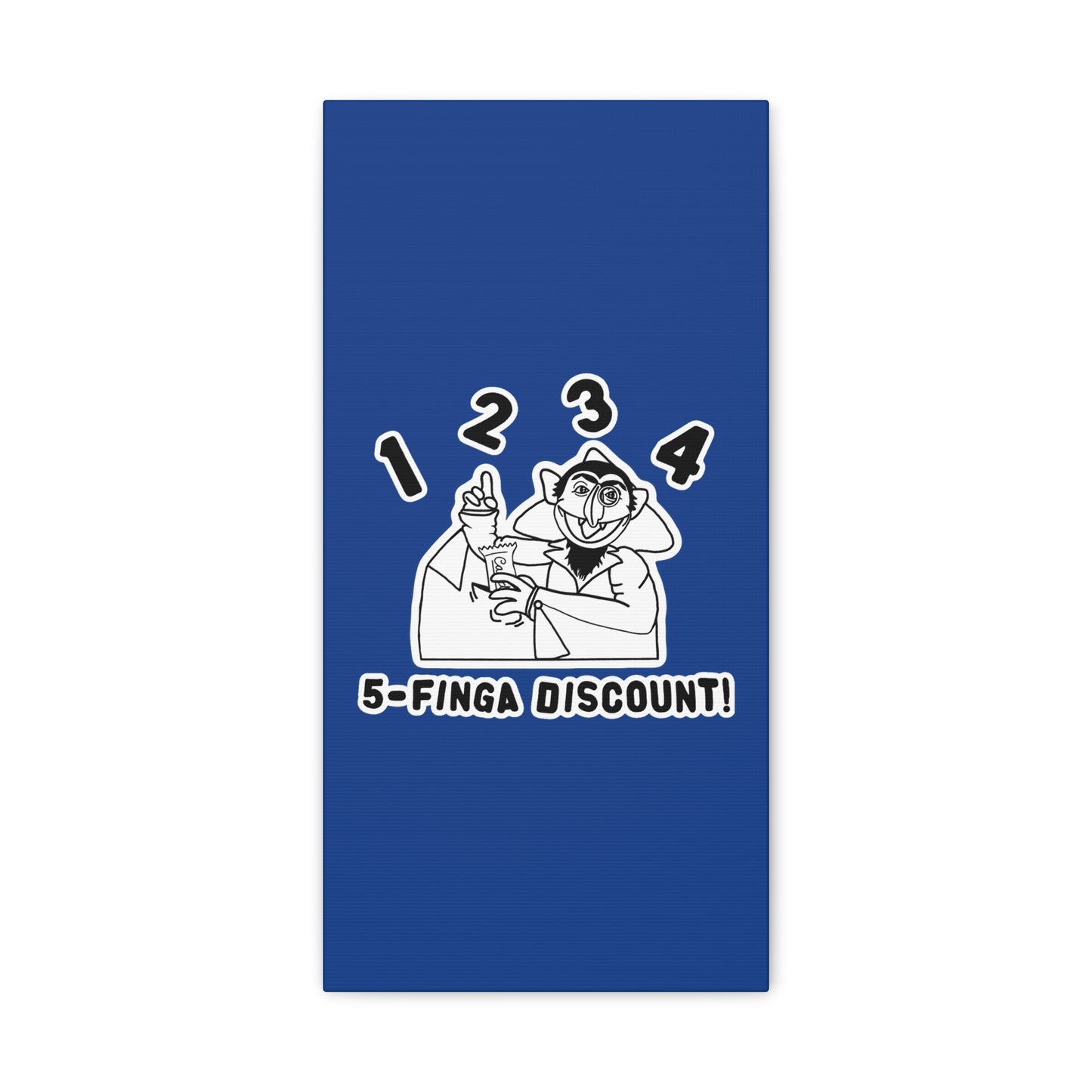 Five Finger Discount Outline Canvas Print Dark Blue - Sesame Street The Count Parody Art Print