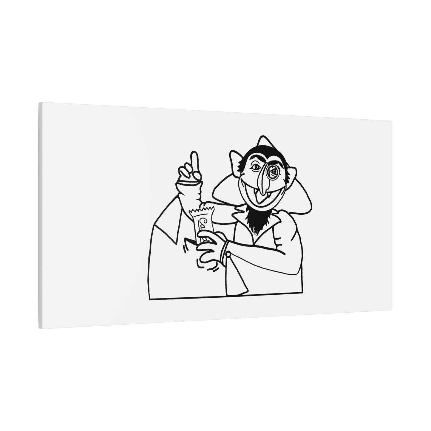 The Count Stealing Candy Outline Canvas Print White - Sesame Street The Count Parody Art