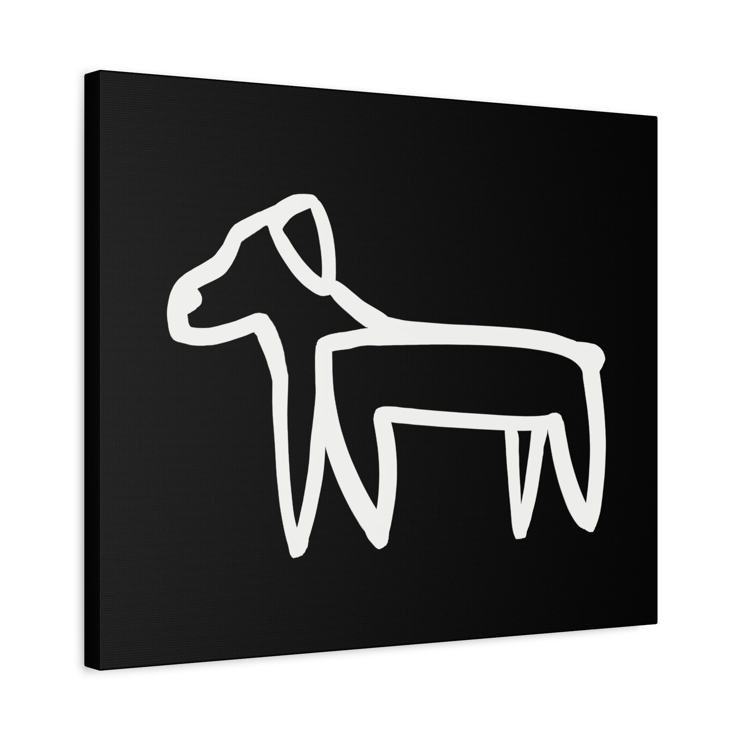 Dog Canvas Print on Black (Transparent Style White Dog) - Dog Art Print