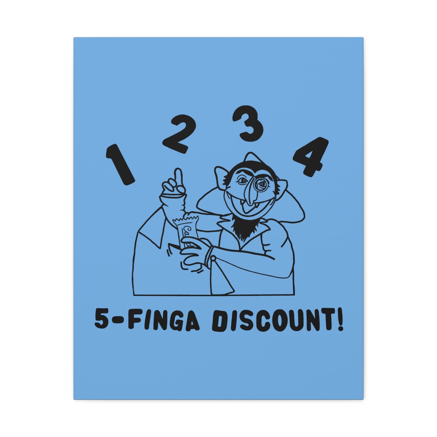 Five Finger Discount Outline Canvas Print Light Blue - Sesame Street The Count Parody Art Print