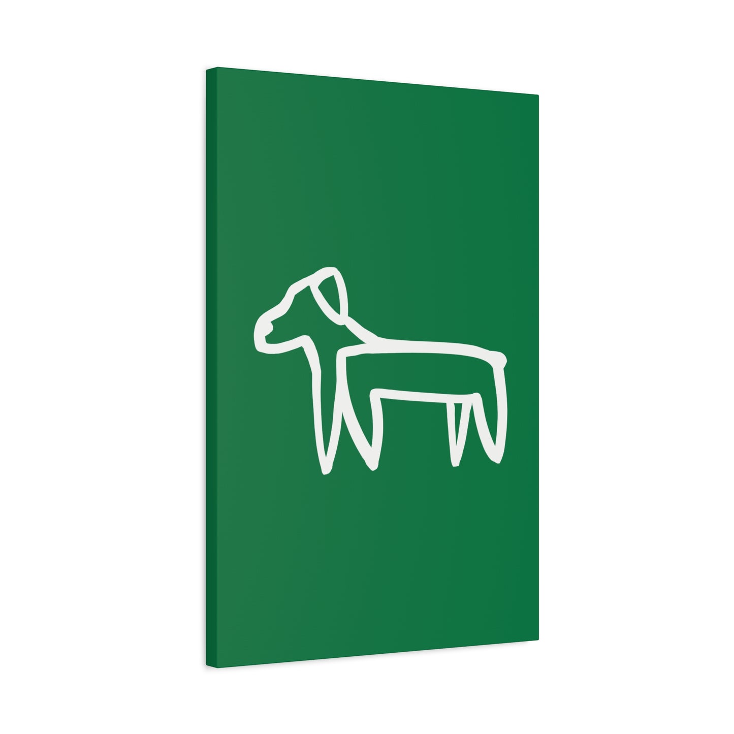 Dog Canvas Print on Green (Transparent Style White Dog) - Dog Art Print