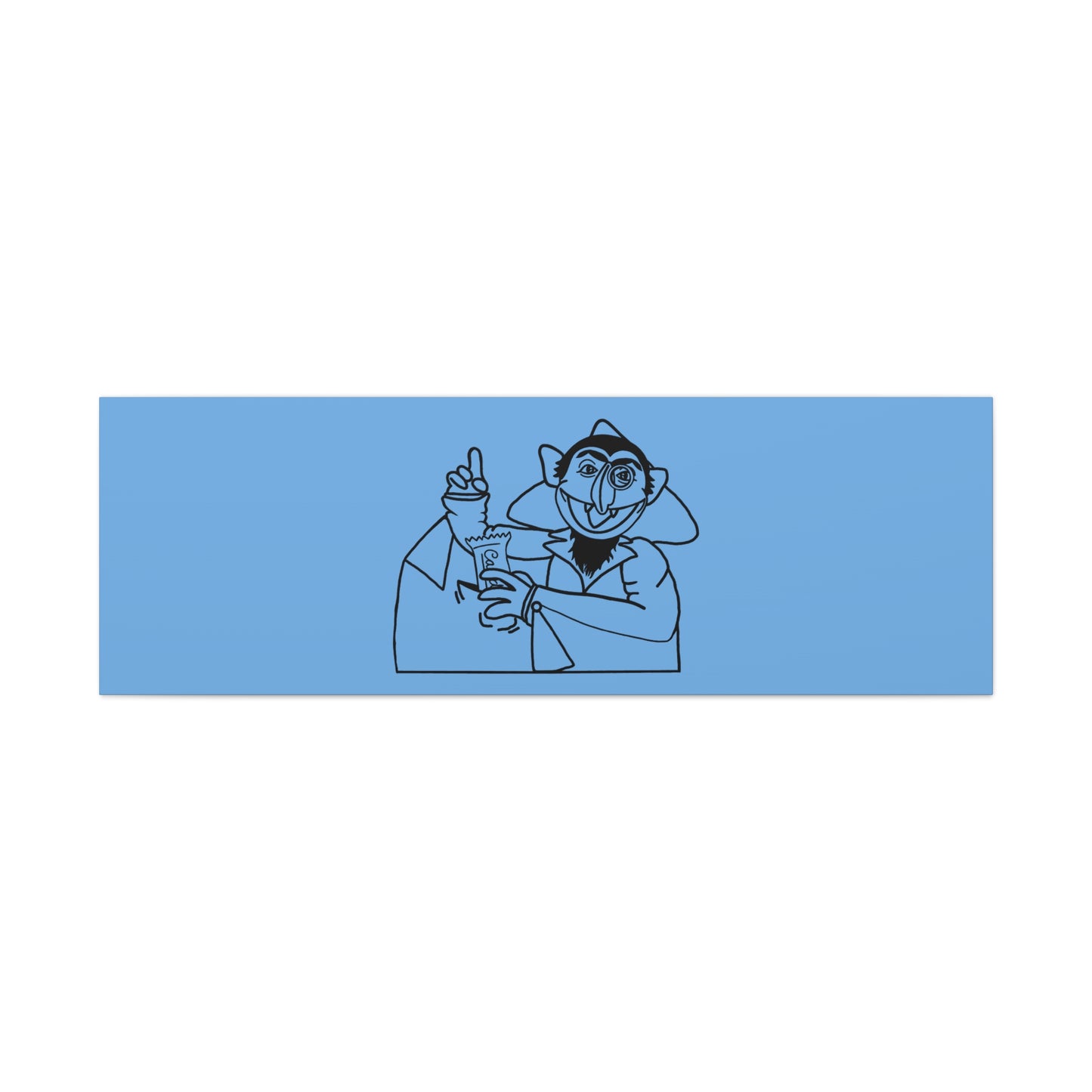 The Count Stealing Candy Outline Canvas Print Light Blue - Sesame Street The Count Parody Art
