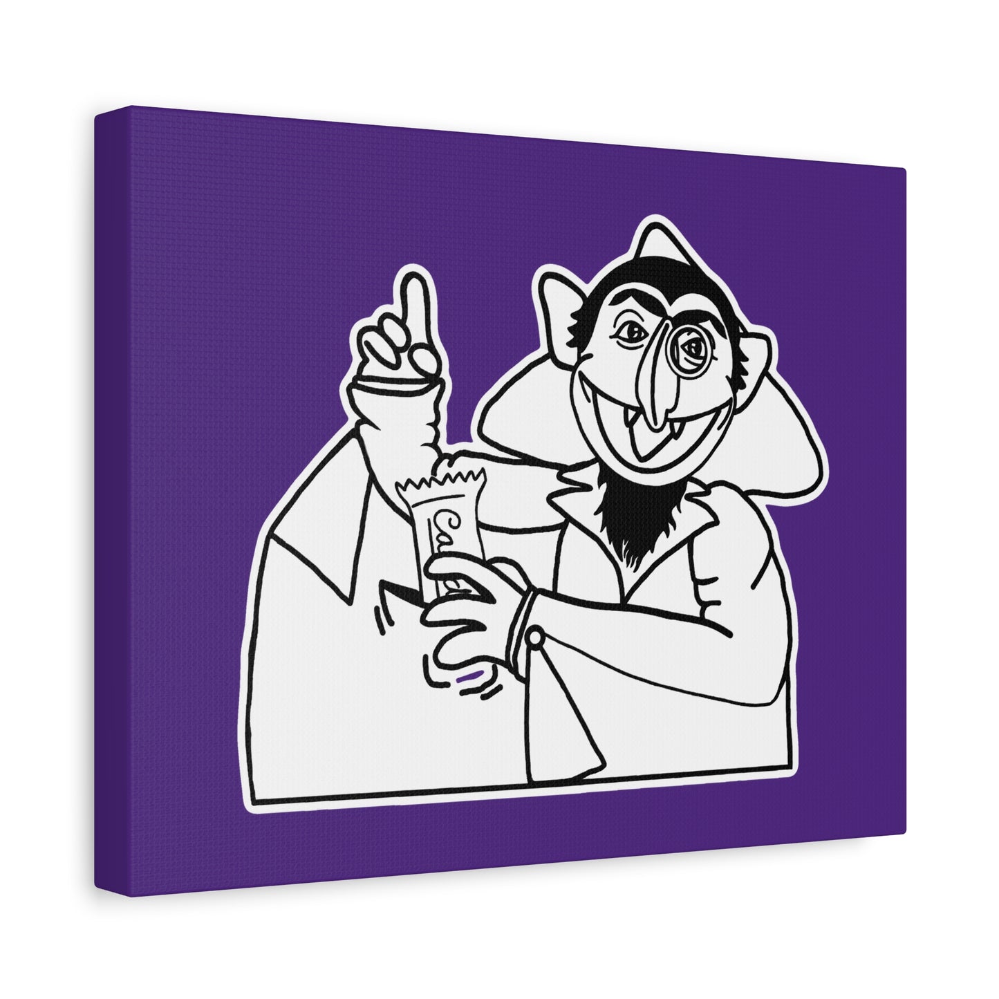 The Count Stealing Candy Outline Canvas Print Purple - Sesame Street The Count Parody Art