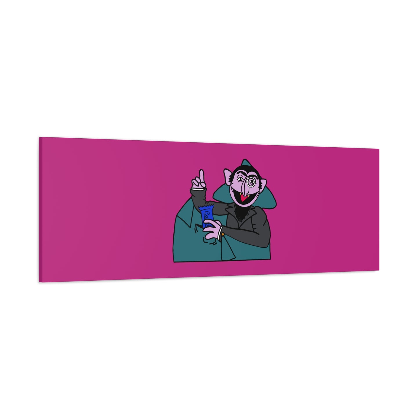 The Count Stealing Candy Canvas Print Pink - Sesame Street The Count Parody Art