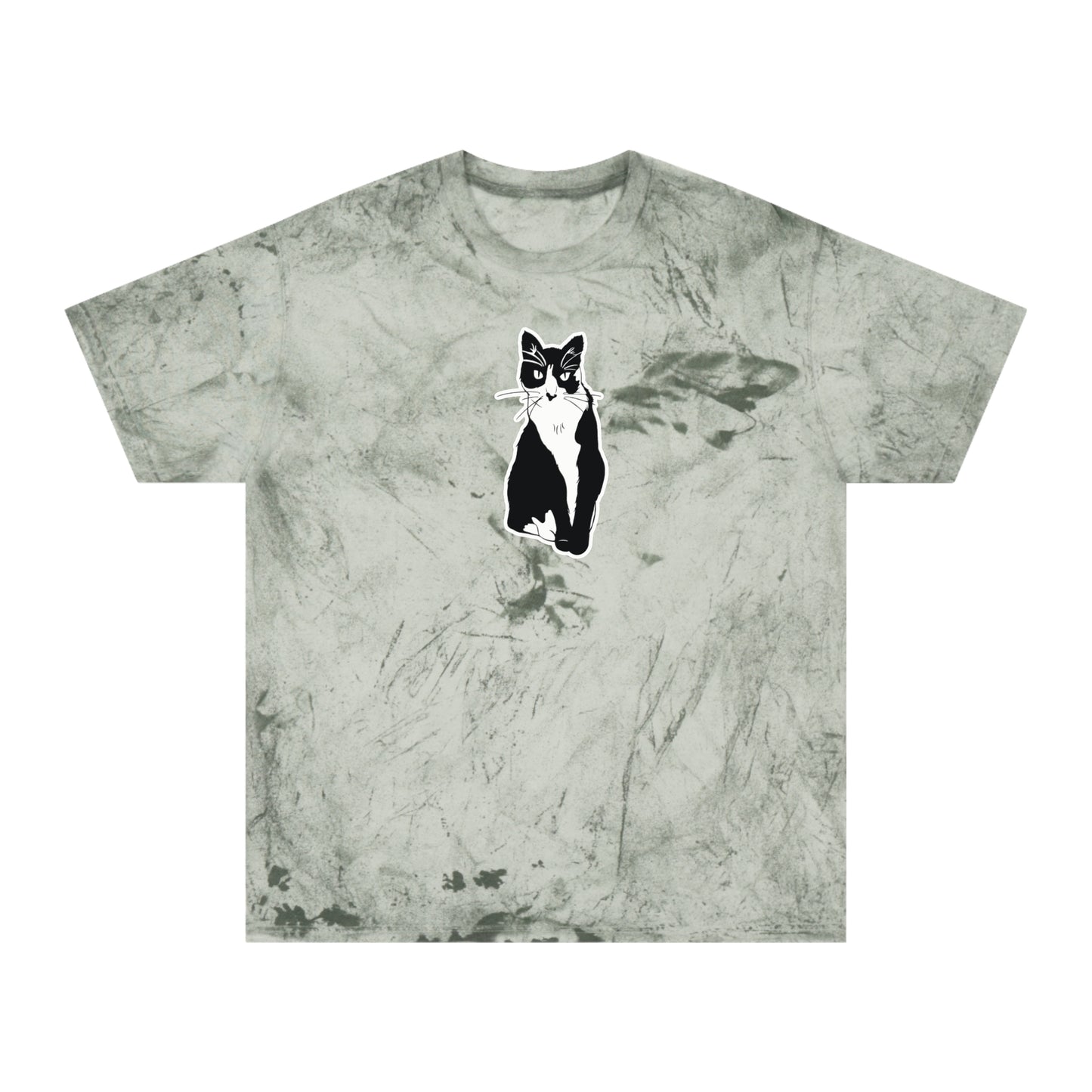 Cat Color Blast Tee (Sticker Style Cat) - Cat Drawing Shirt