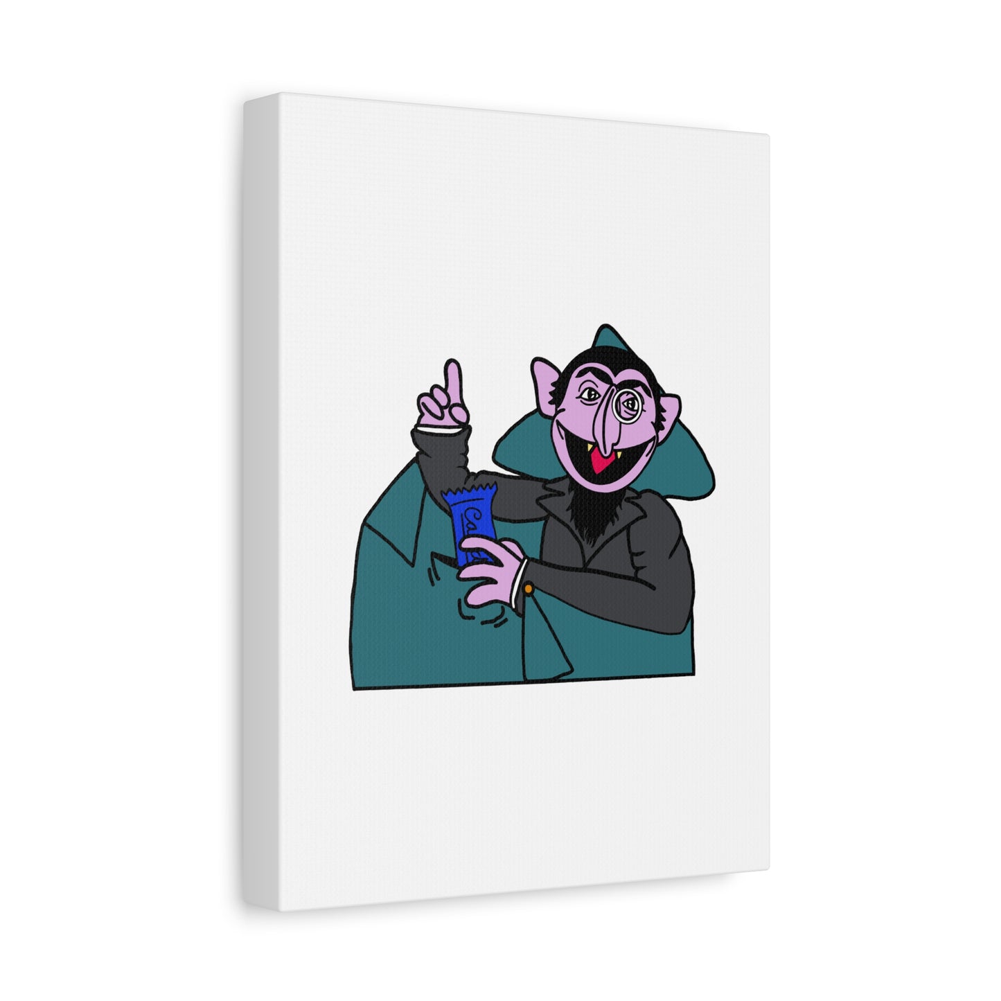 The Count Stealing Candy Canvas Print White - Sesame Street The Count Parody Art