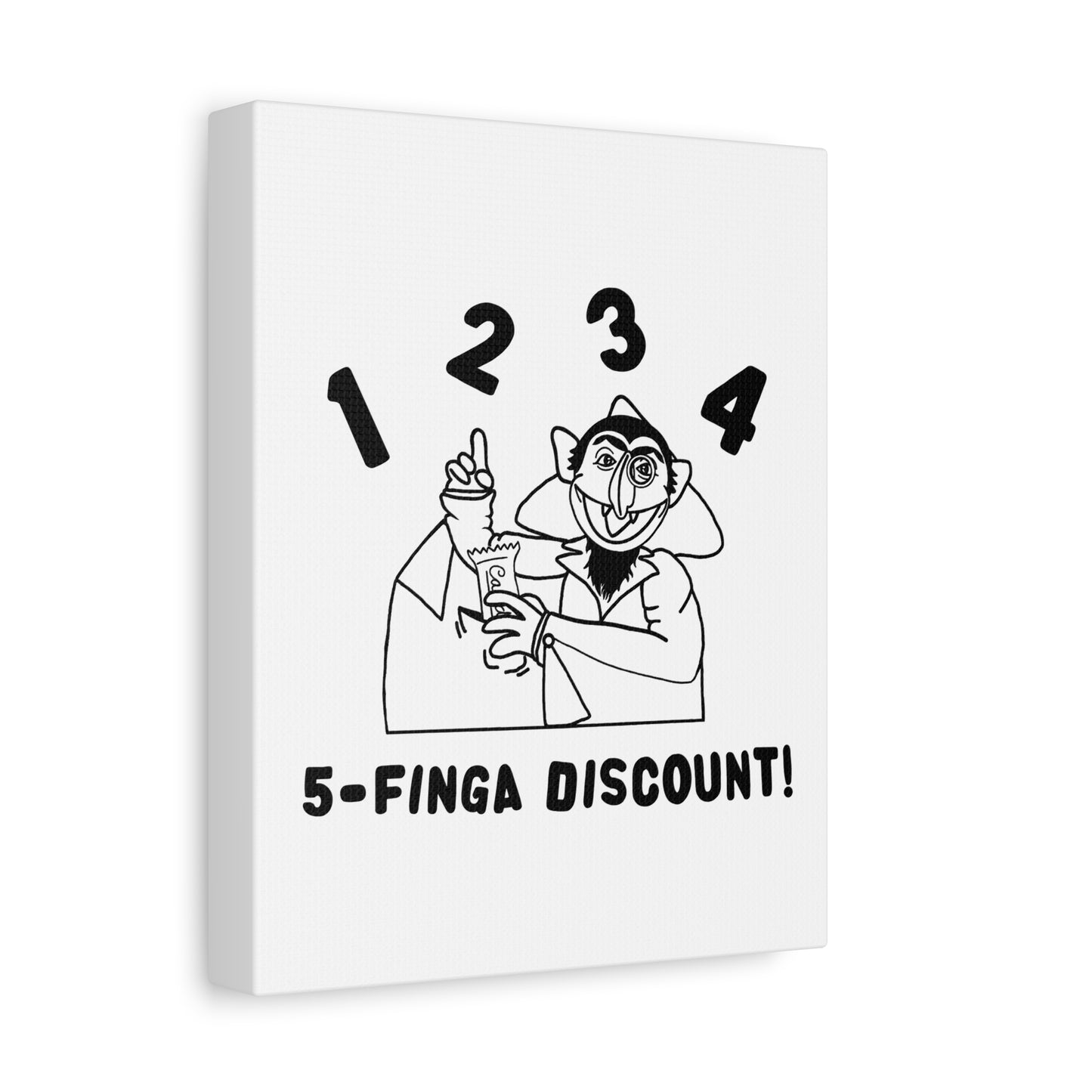 Five Finger Discount Outline Canvas Print White - Sesame Street The Count Parody Art Print