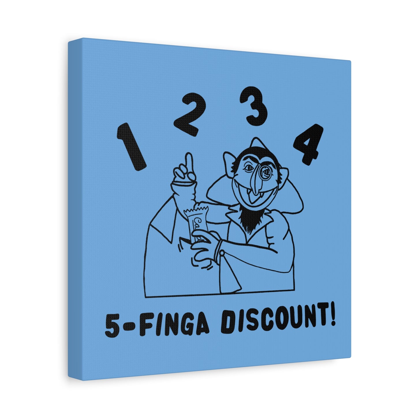 Five Finger Discount Outline Canvas Print Light Blue - Sesame Street The Count Parody Art Print