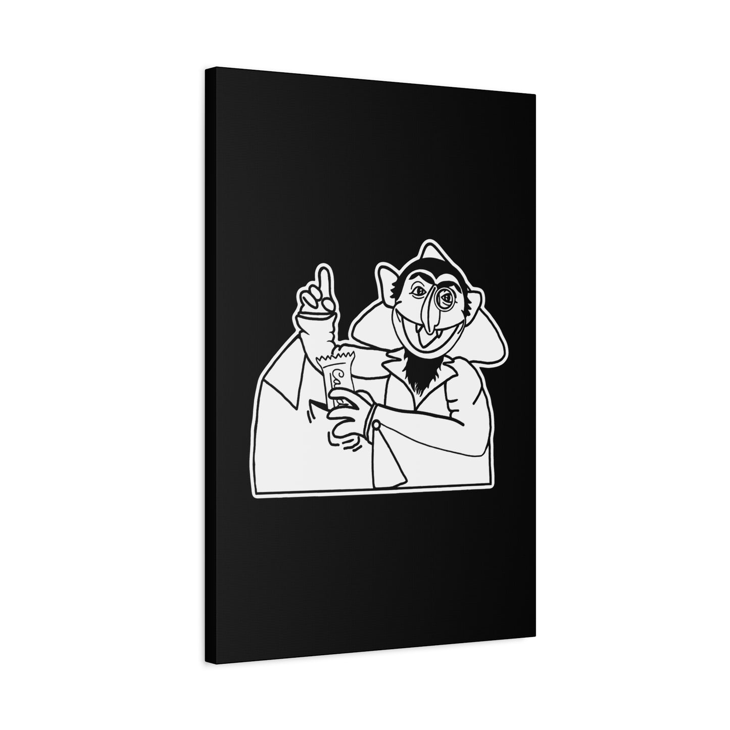 The Count Stealing Candy Outline Canvas Print Black - Sesame Street The Count Parody Canvas Art