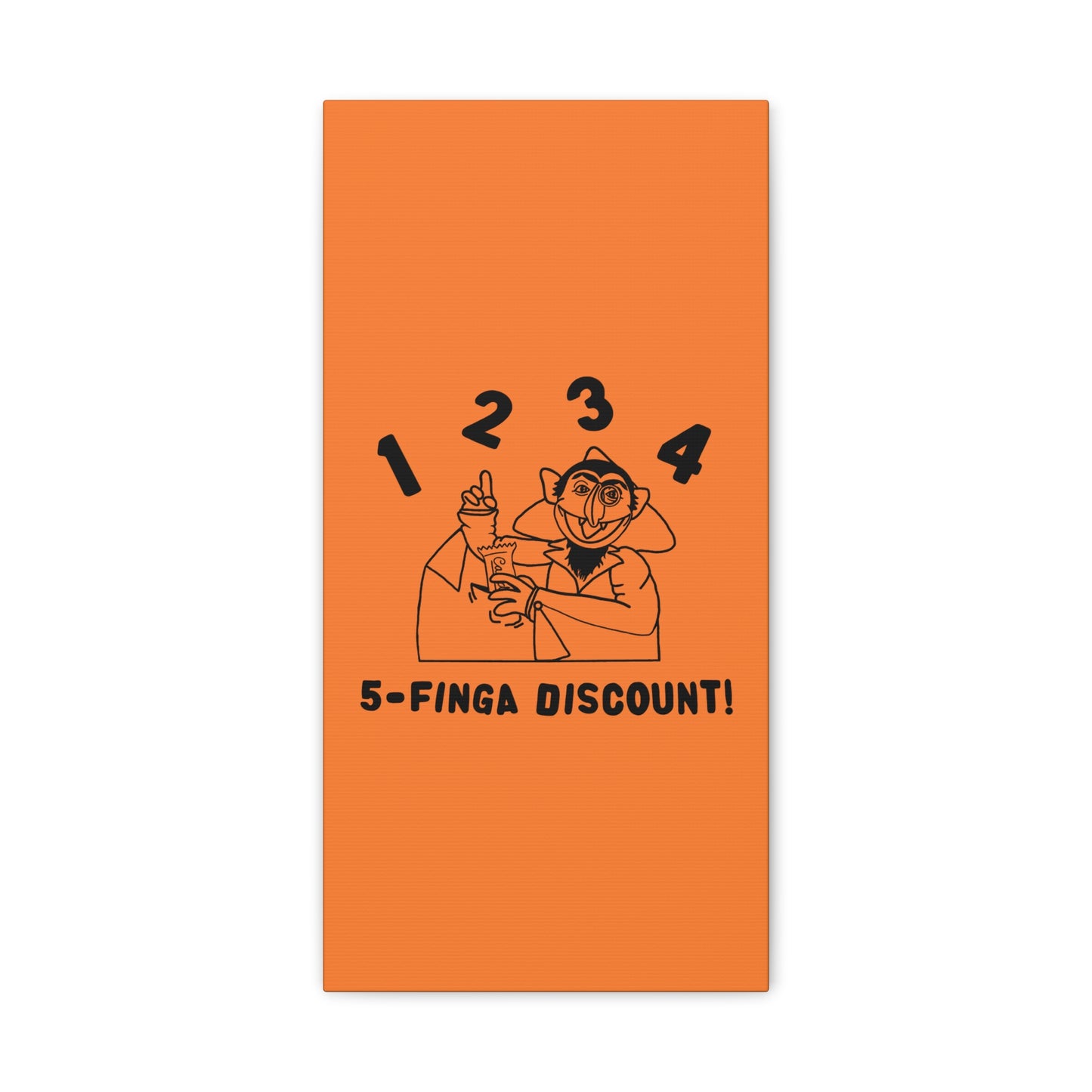 Five Finger Discount Outline Canvas Print Light Orange - Sesame Street The Count Parody Art Print