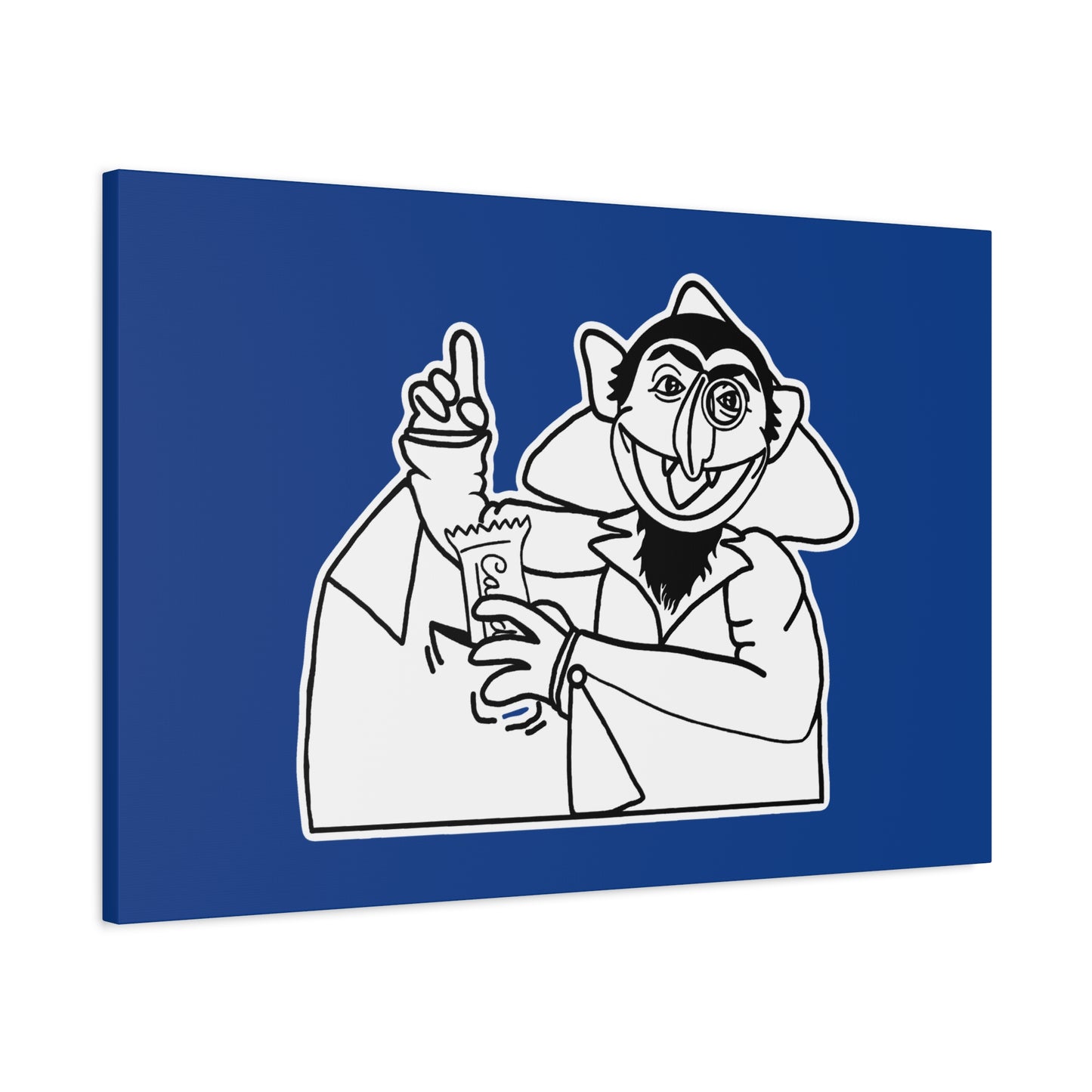 The Count Stealing Candy Outline Canvas Print Dark Blue - Sesame Street The Count Parody Art