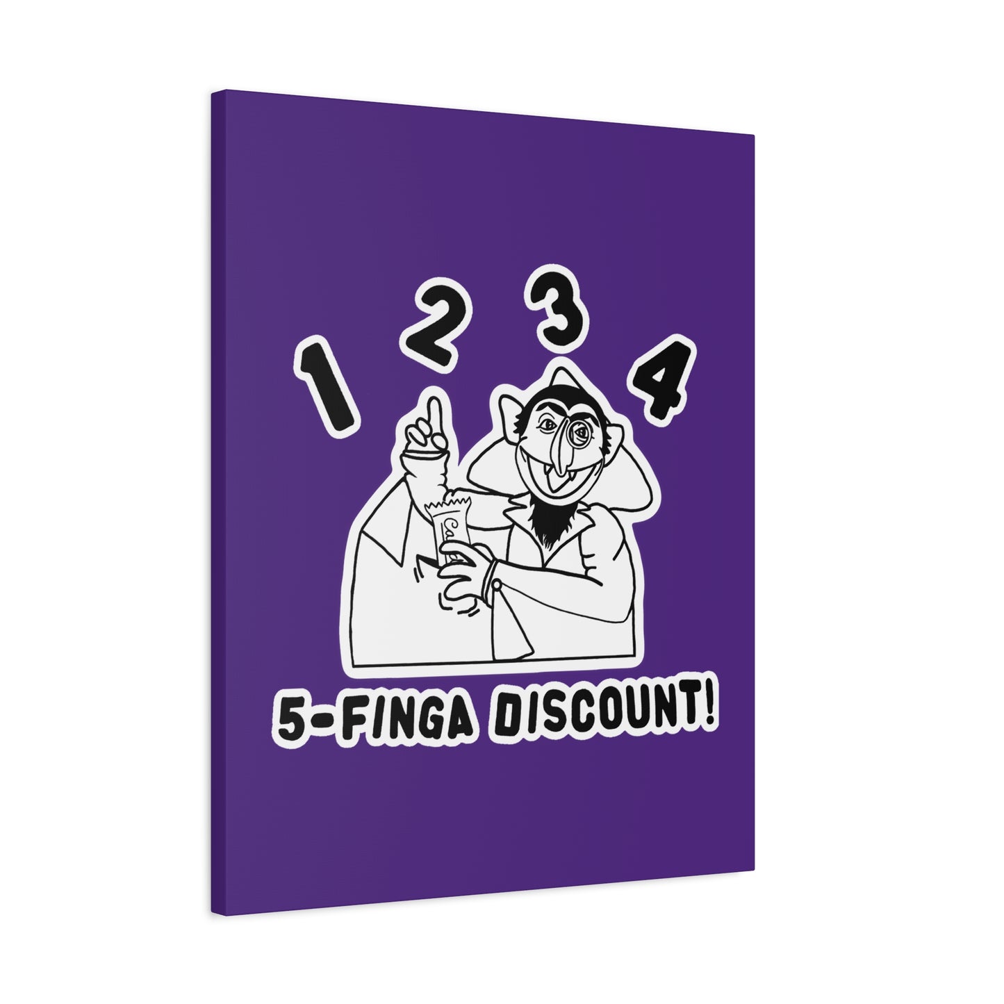 Five Finger Discount Outline Canvas Print Purple - Sesame Street The Count Parody Art Print