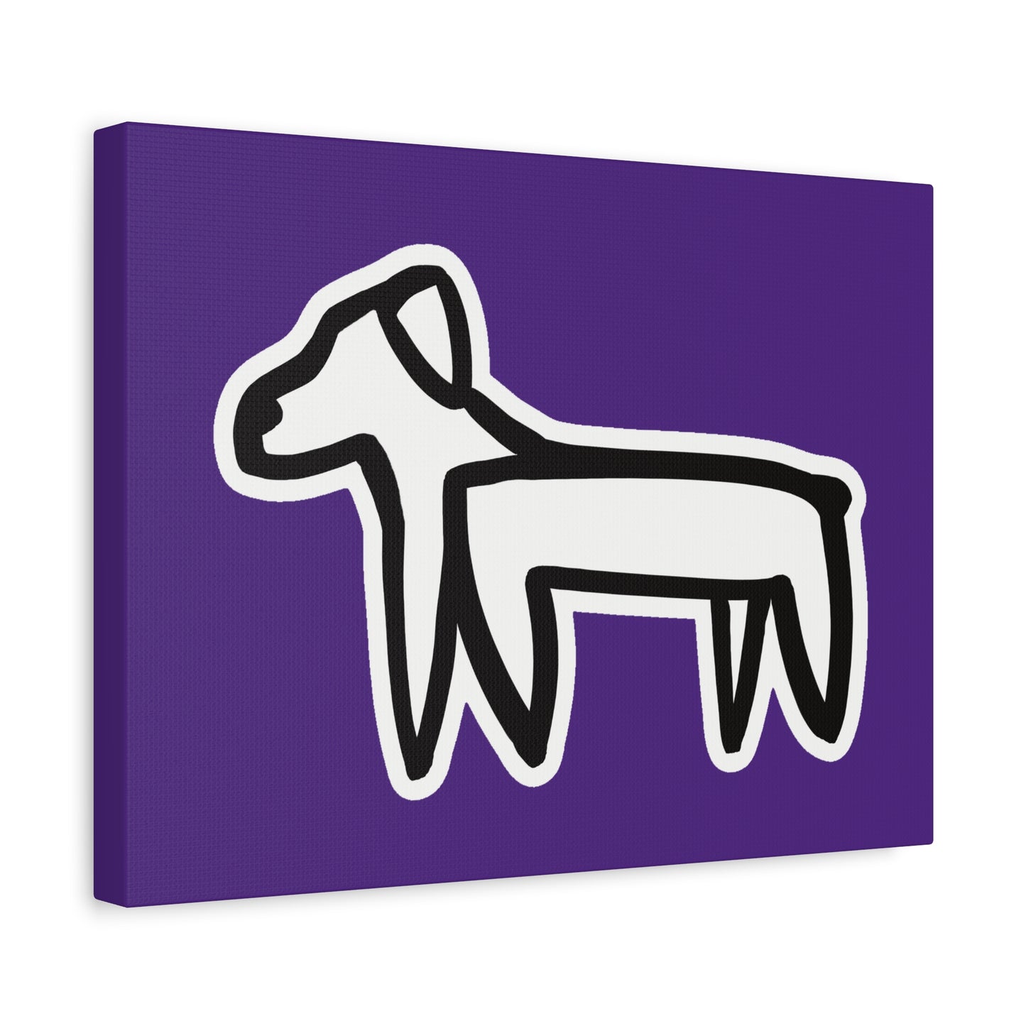 Dog Canvas Print on Purple (Sticker Style White Dog) - Dog Art Print