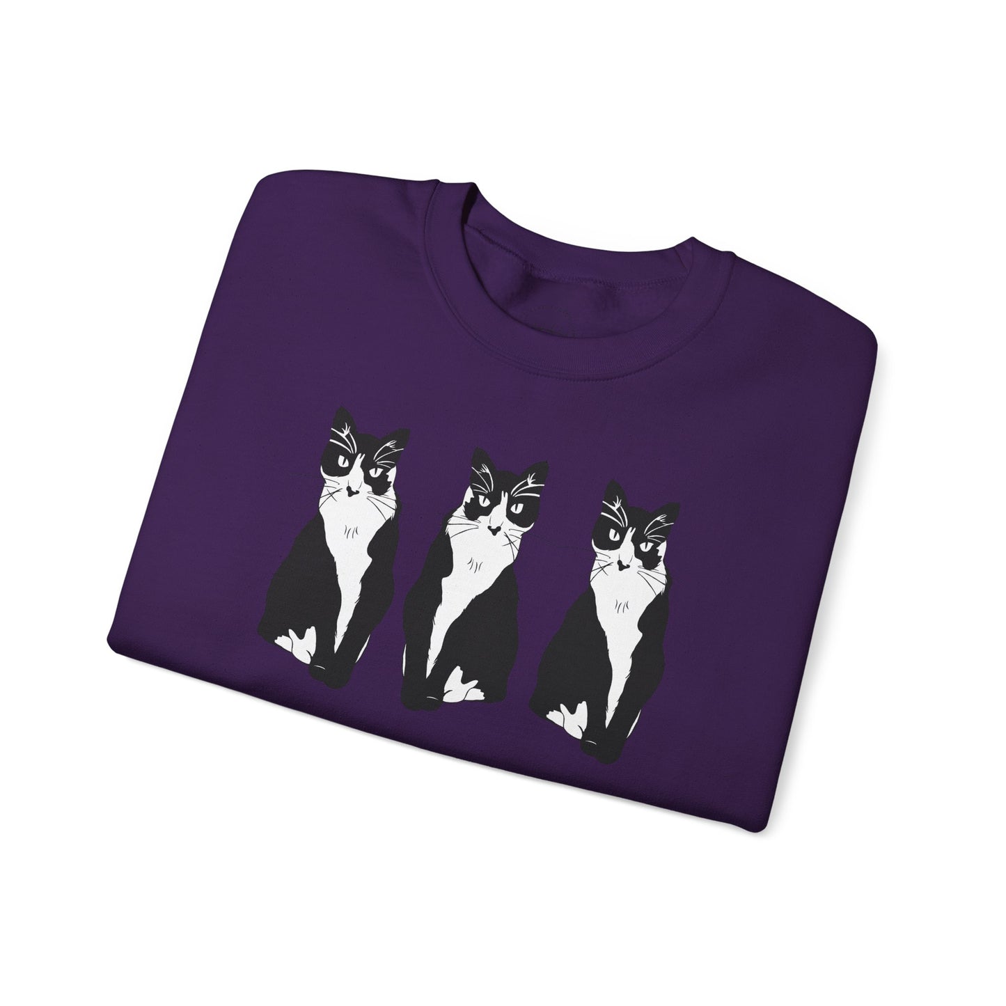Cat x3 Sweatshirt (B&W Style Cat) - Cat Drawing Sweatshirt