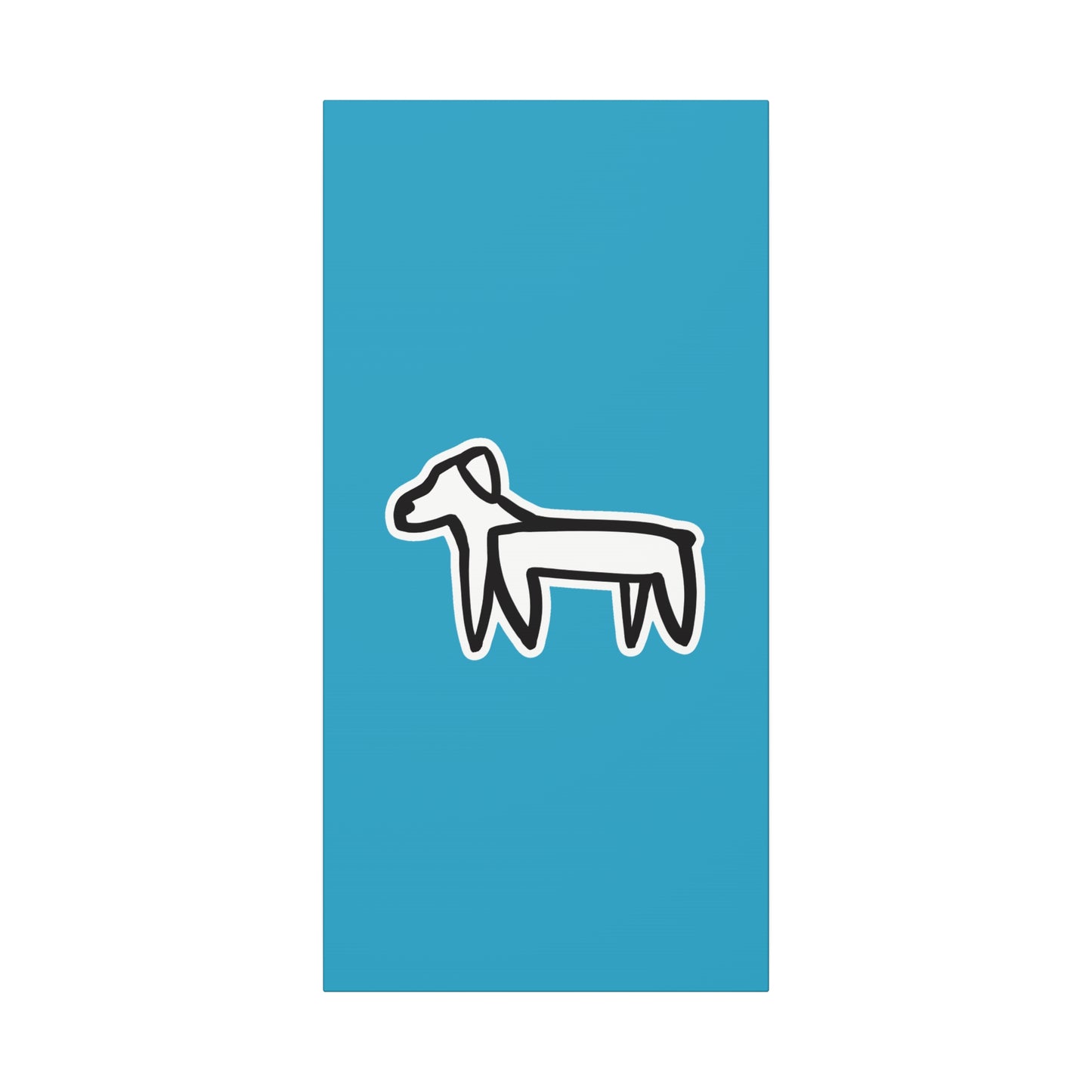 Dog Canvas Print on Turquoise (Sticker Style Black Dog) - Dog Drawing Wall Art