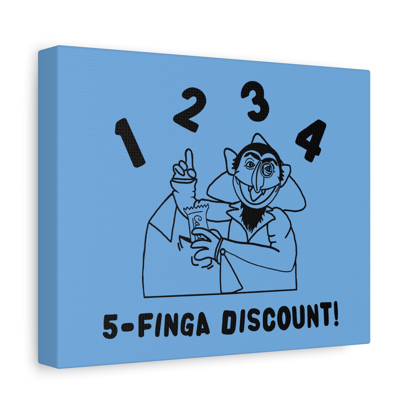 Five Finger Discount Outline Canvas Print Light Blue - Sesame Street The Count Parody Art Print