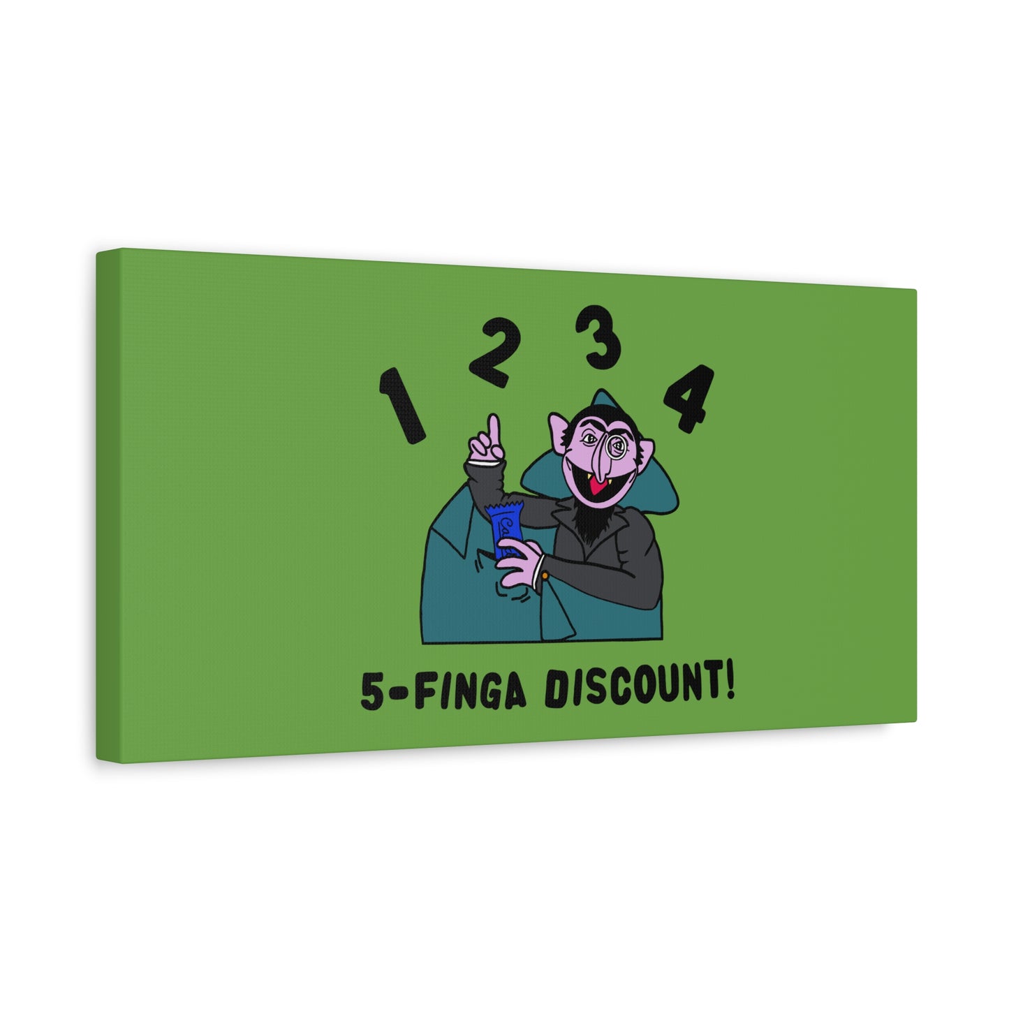Five Finger Discount Canvas Print Green - Sesame Street The Count Parody Art Print