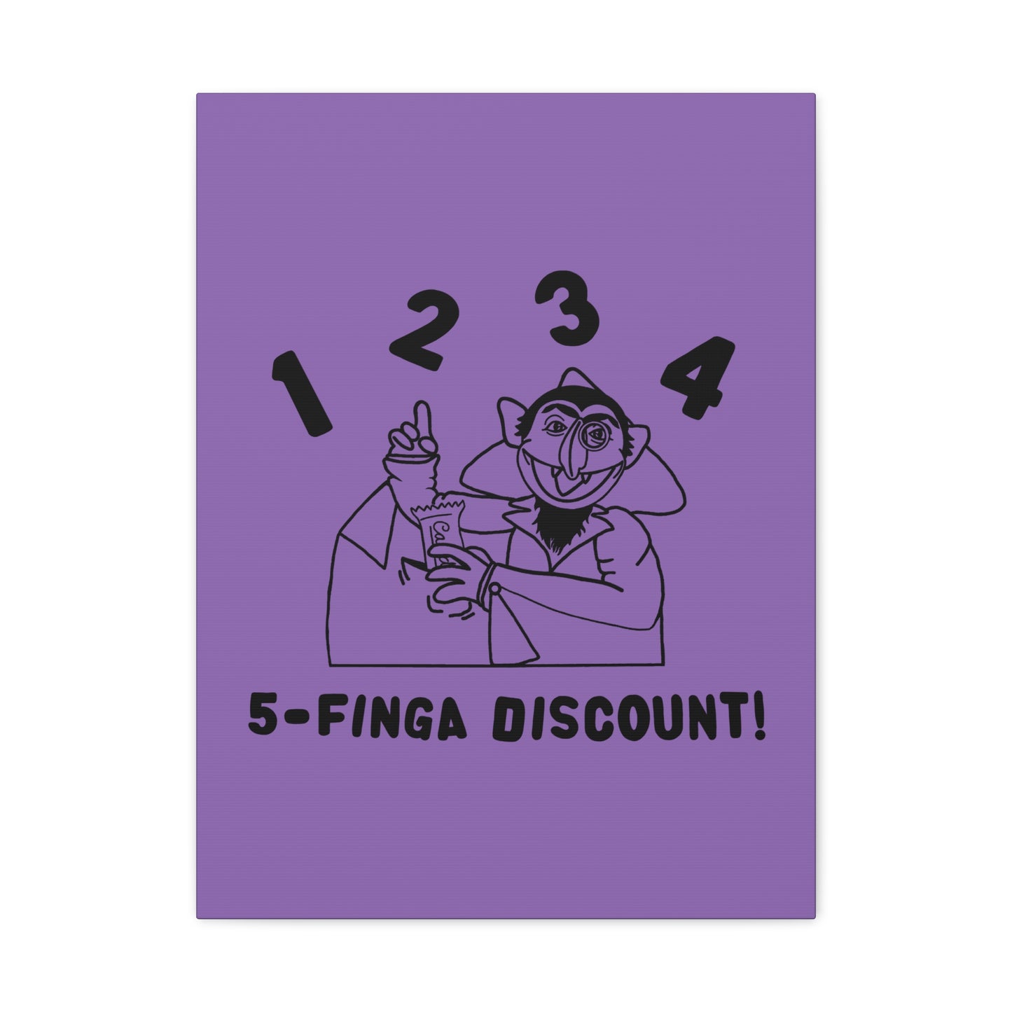 Five Finger Discount Outline Canvas Print Light Purple - Sesame Street The Count Parody Art Print