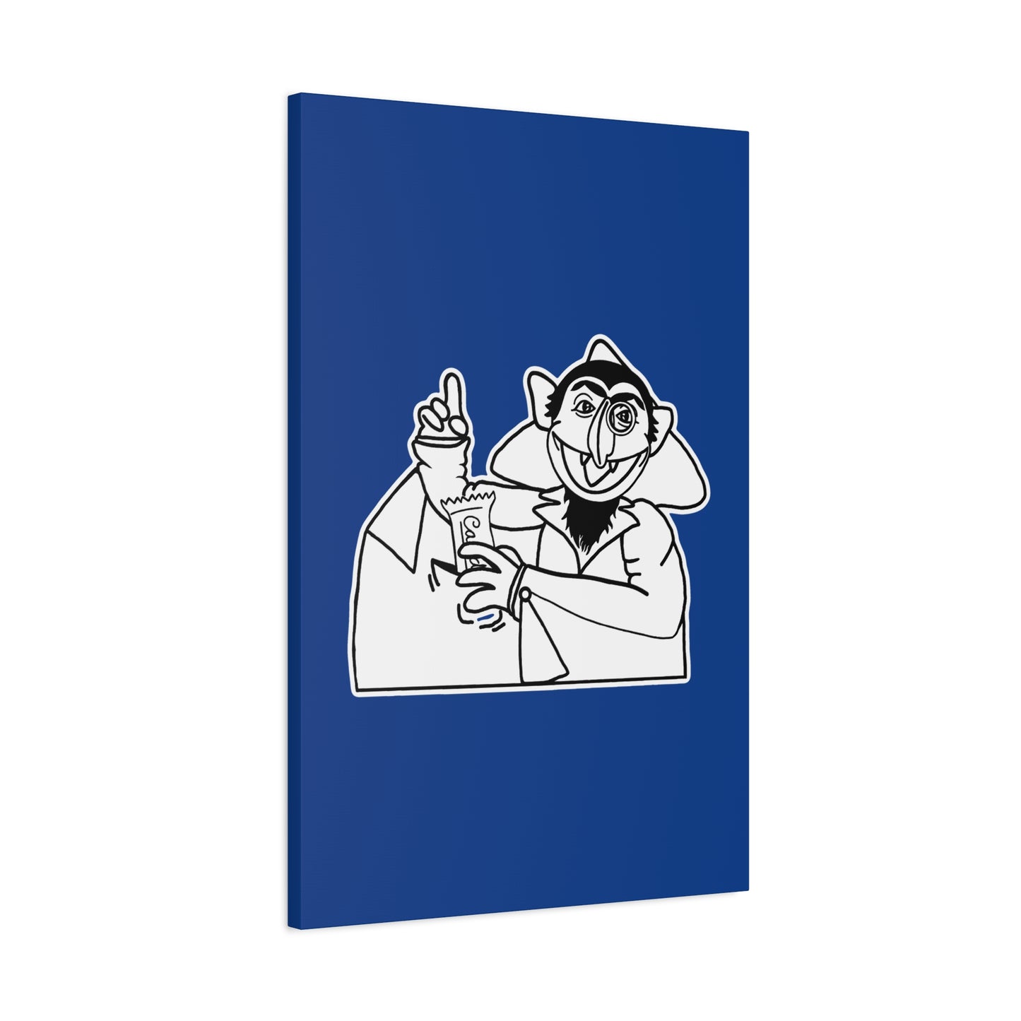The Count Stealing Candy Outline Canvas Print Dark Blue - Sesame Street The Count Parody Art