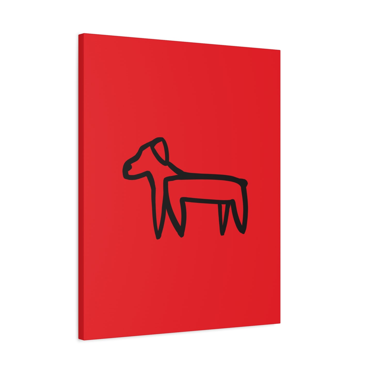 Dog Canvas Print on Red (Transparent Style Black Dog) - Dog Drawing Canvas