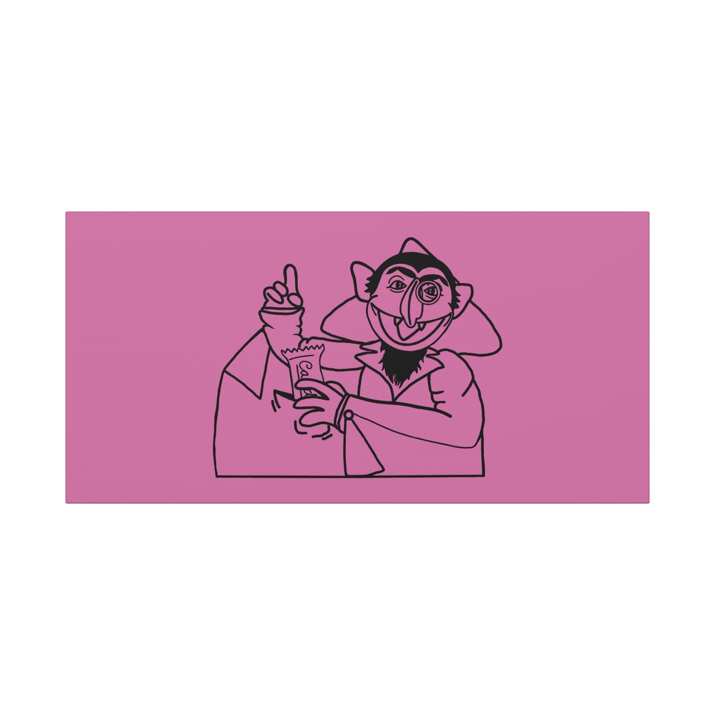 The Count Stealing Candy Outline Canvas Print Light Pink - Sesame Street The Count Parody Art