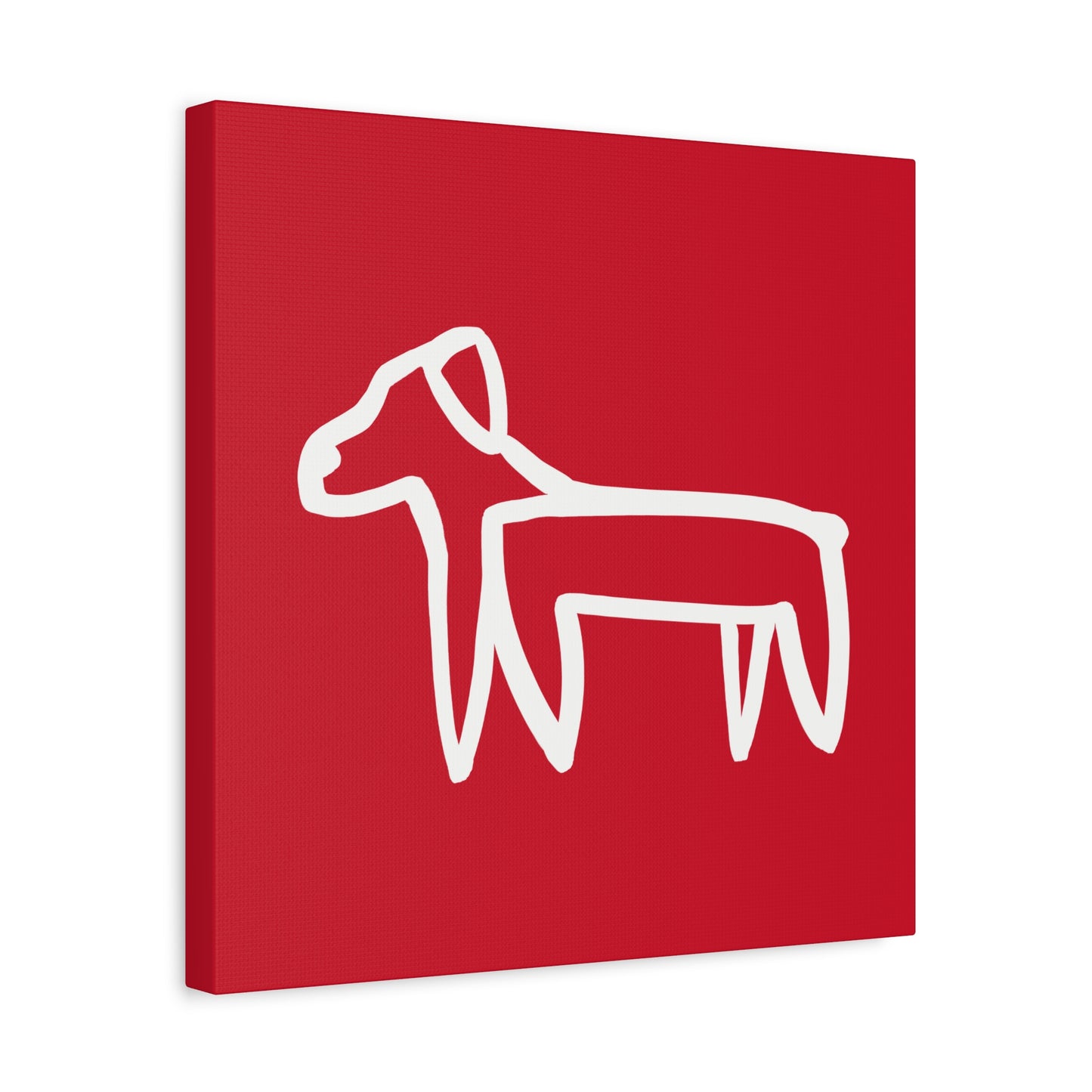 Dog Canvas Print on Red (Transparent Style White Dog) - Dog Art Print