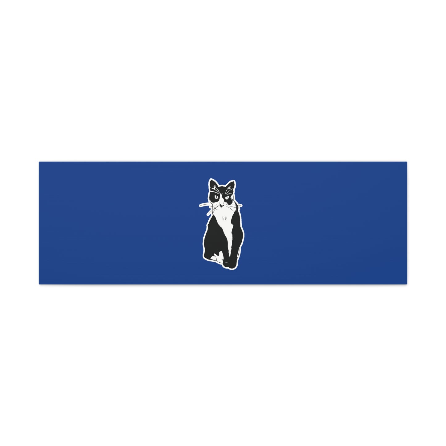 Cat Canvas Print on Dark Blue (Sticker Style Cat) - Cat Drawing Art