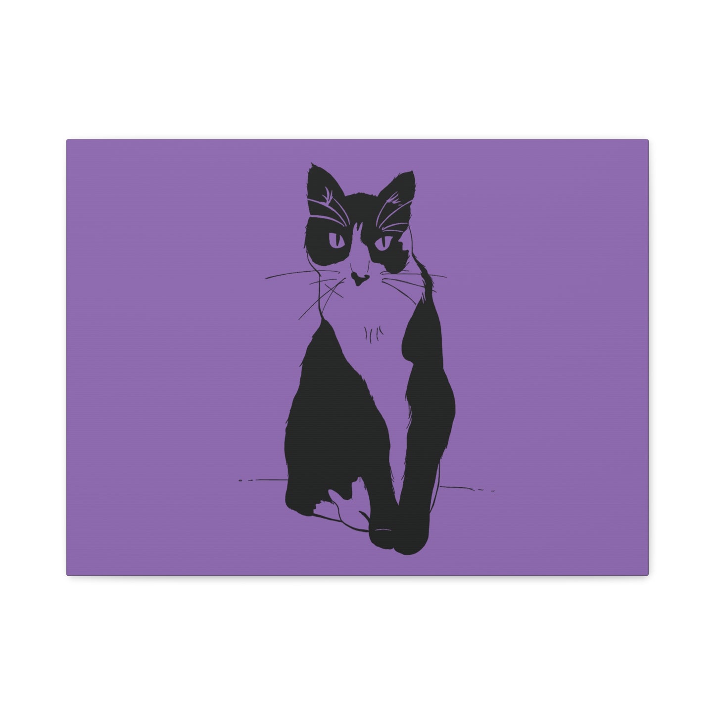 Cat Canvas Print on Purple (Transparent Style Cat) - Cat Drawing Art